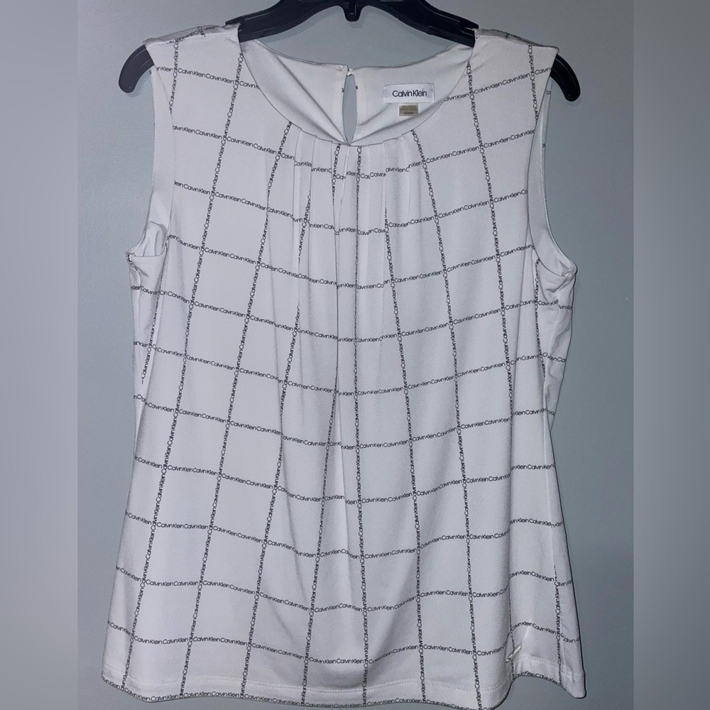 🎂Calvin Klein Women's White Sleeveless Top
